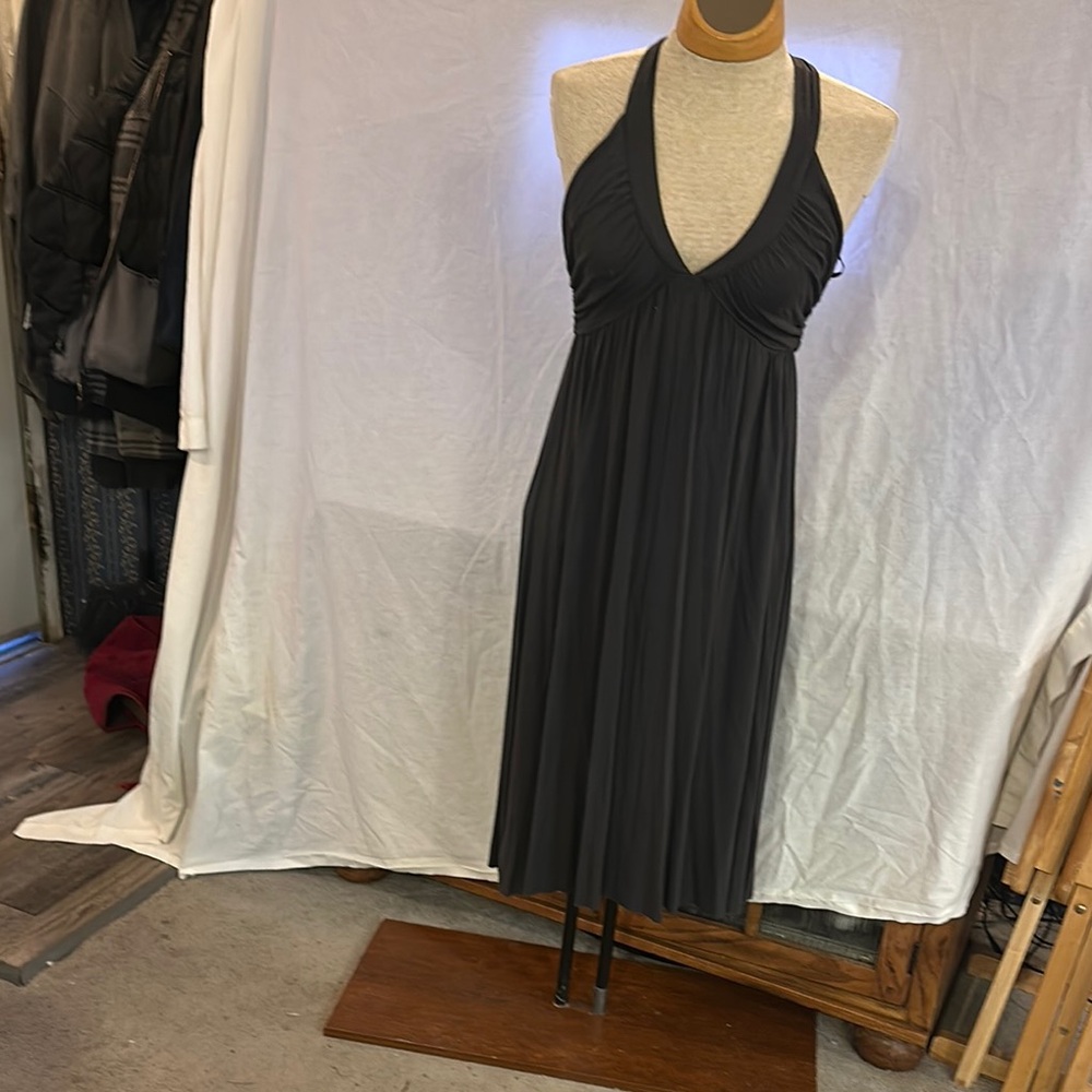 Michael stars dark gray Halter Dress. Mid length, very soft and kind of flowy.